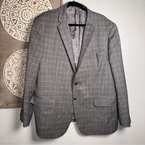 🧥 Jos. A. Bank Reserve 100% Wool Gray Plaid Blazer | Size 50R